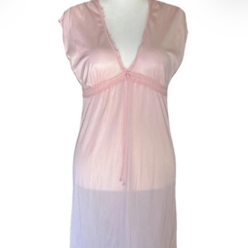 Vintage Philmaid Pink Nylon Lace Nightgown S